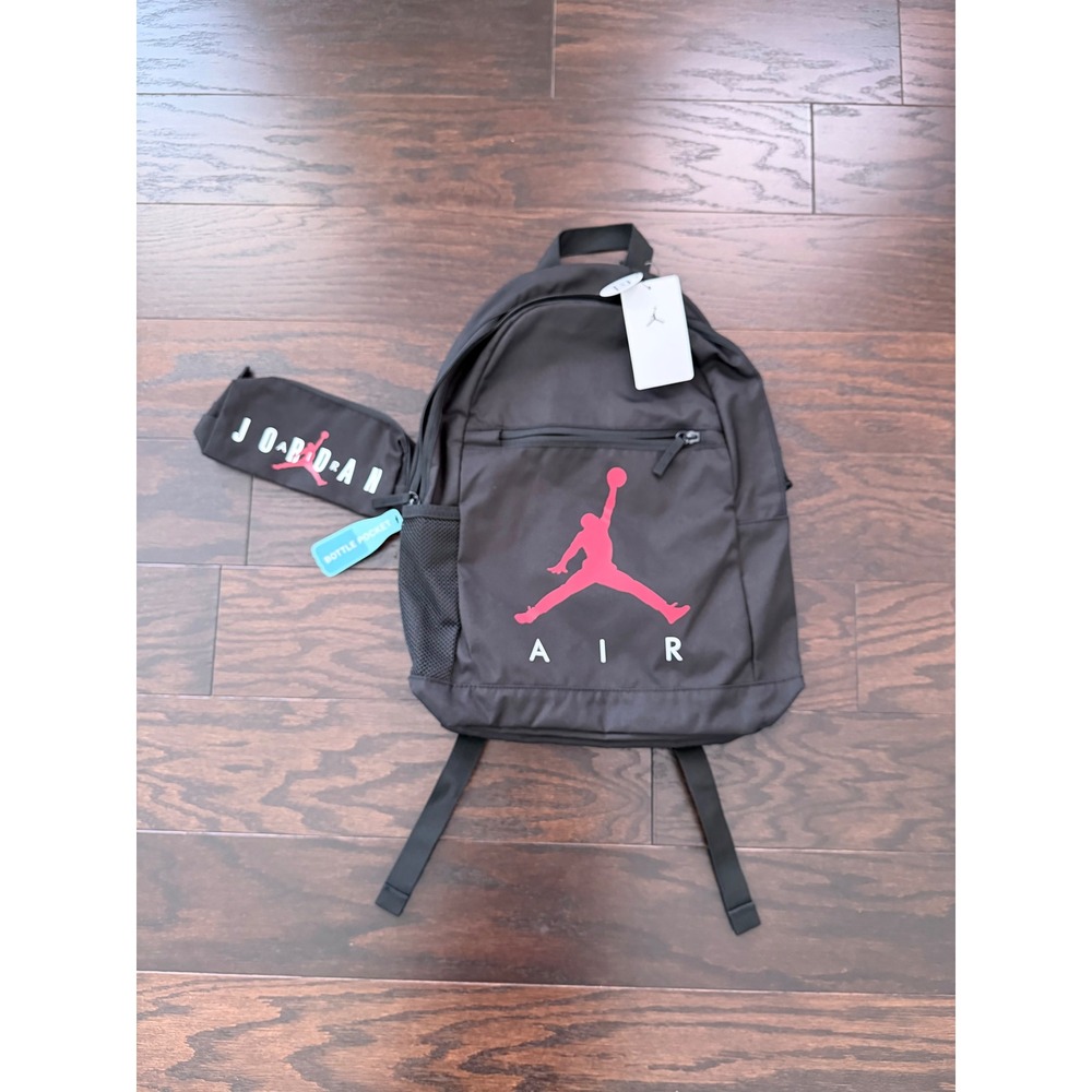 Jordan Air Backpack with Pencil Case Black Red Jumpman School Bag 9A0503-023